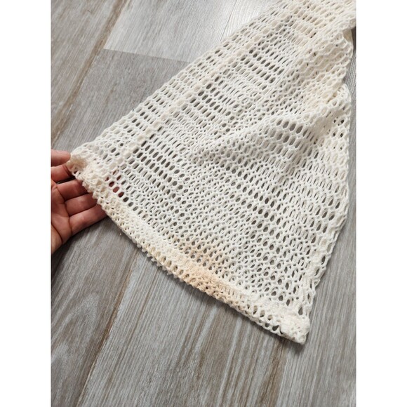 Shade & Shore Swim Cover-up Up Crochet Pants Flare Leg Drawstring Cream Sz S - Picture 3 of 12